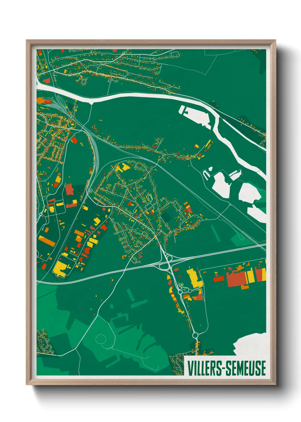 Une affiche de carte sur Villers-Semeuse