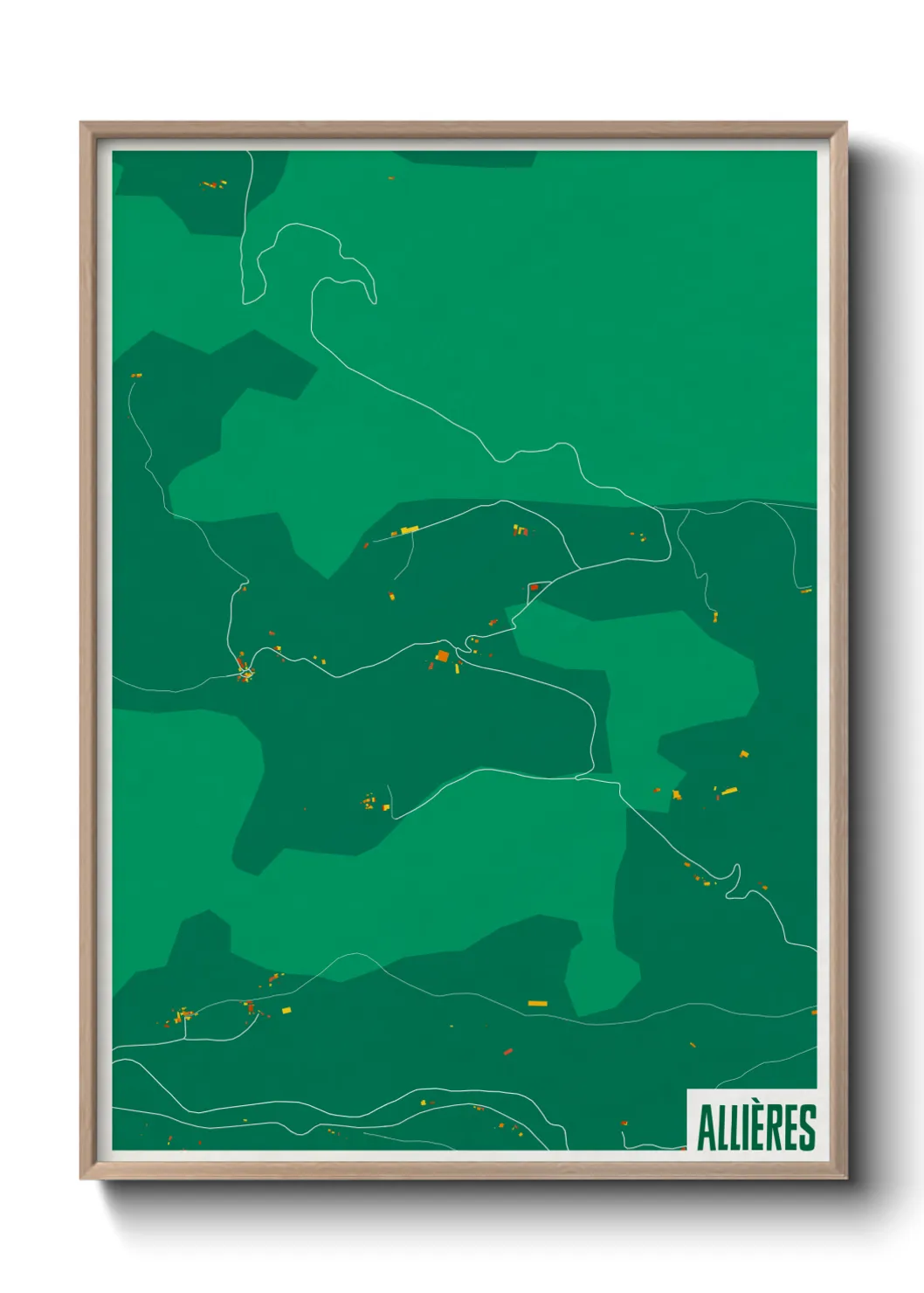 Une affiche de carte sur Allières