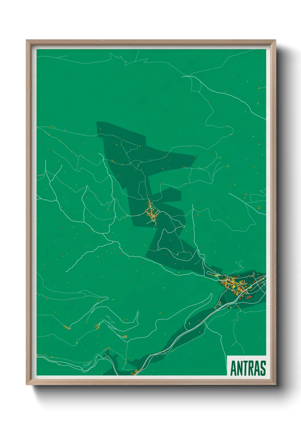 Une affiche de carte sur Antras