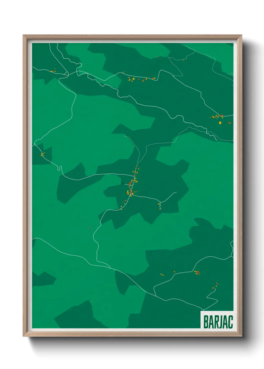 Une affiche de carte sur Barjac