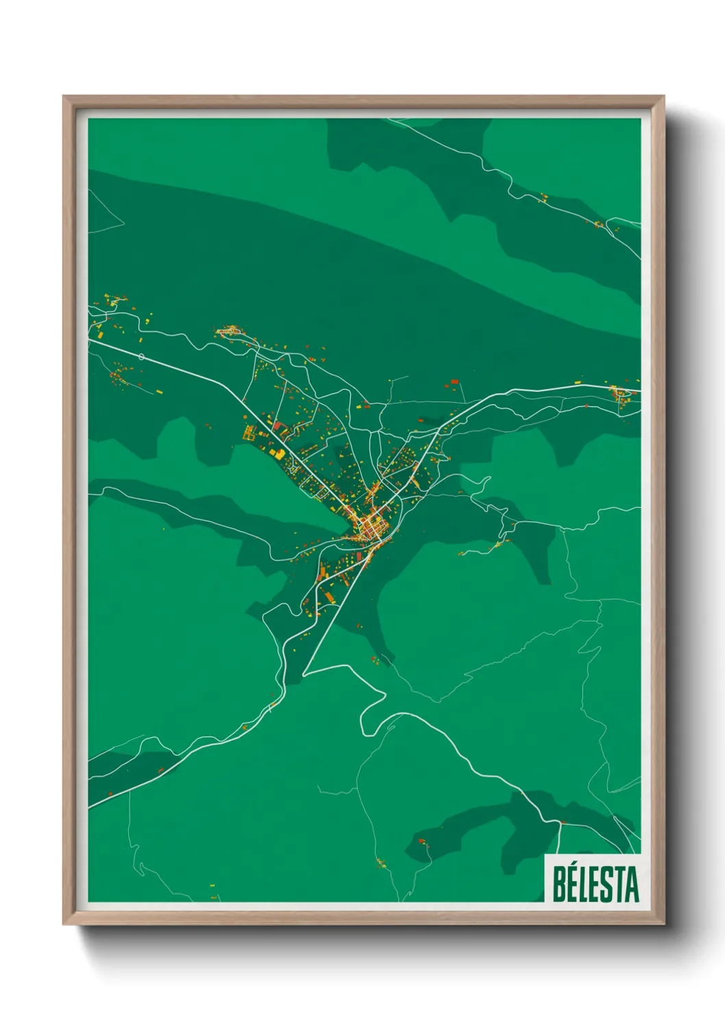 Une affiche de carte sur Bélesta
