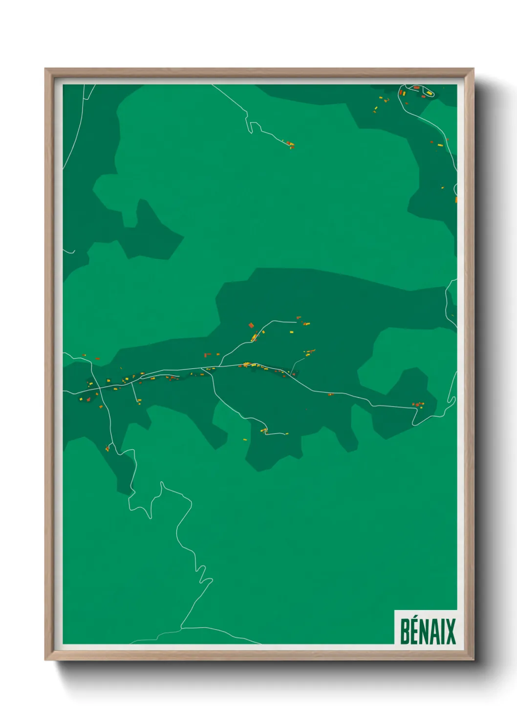 Une affiche de carte sur Bénaix