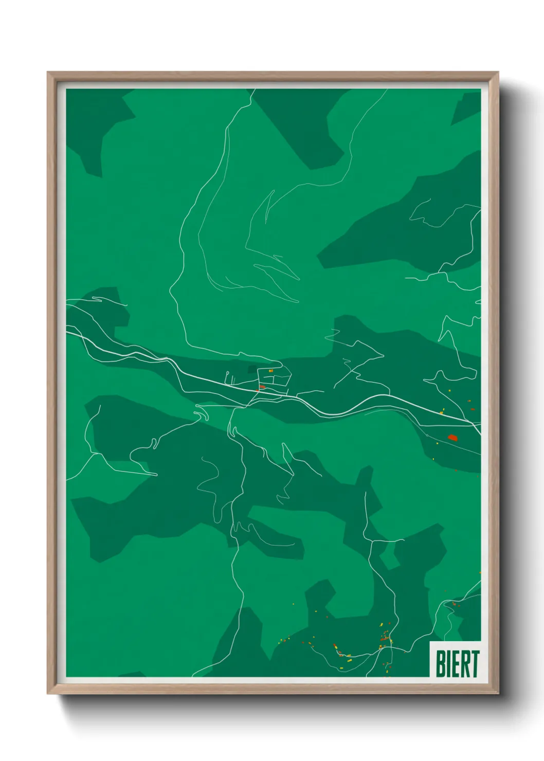 Une affiche de carte sur Biert