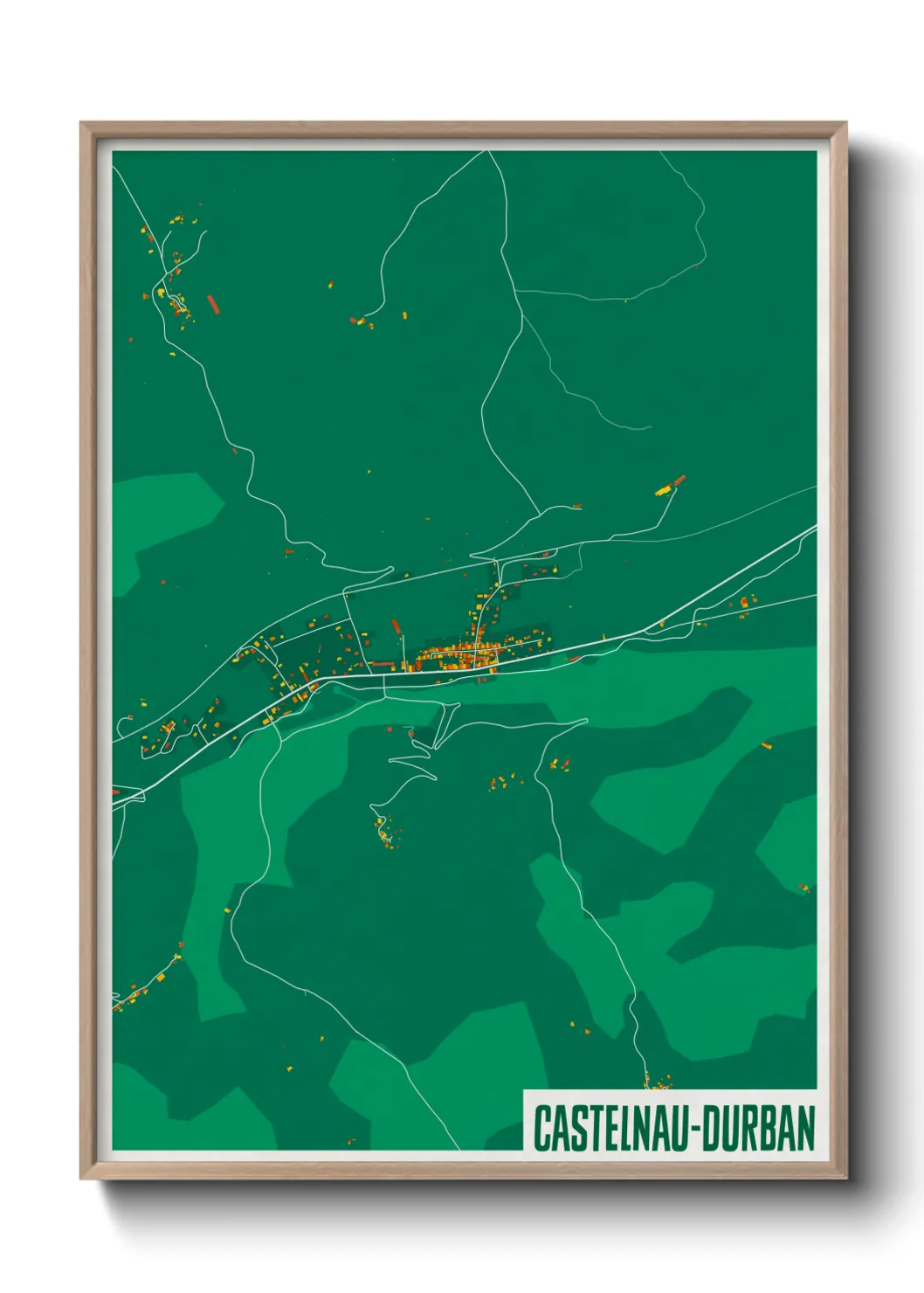 Une affiche de carte sur Castelnau-Durban