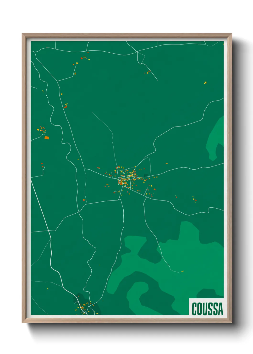 Une affiche de carte sur Coussa