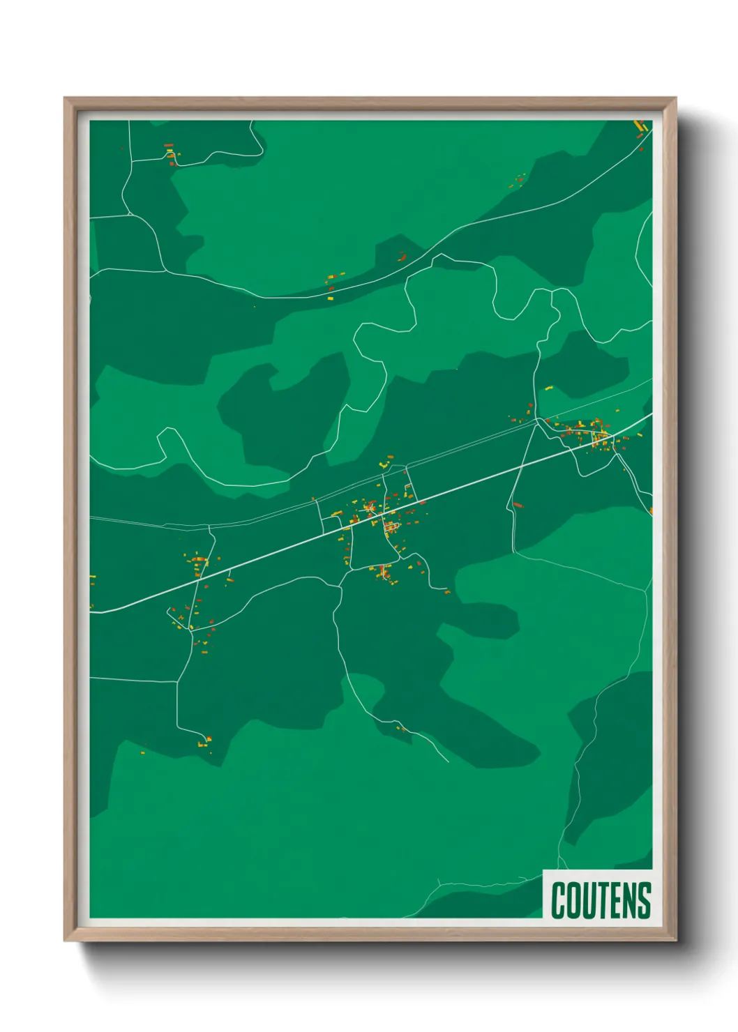 Une affiche de carte sur Coutens