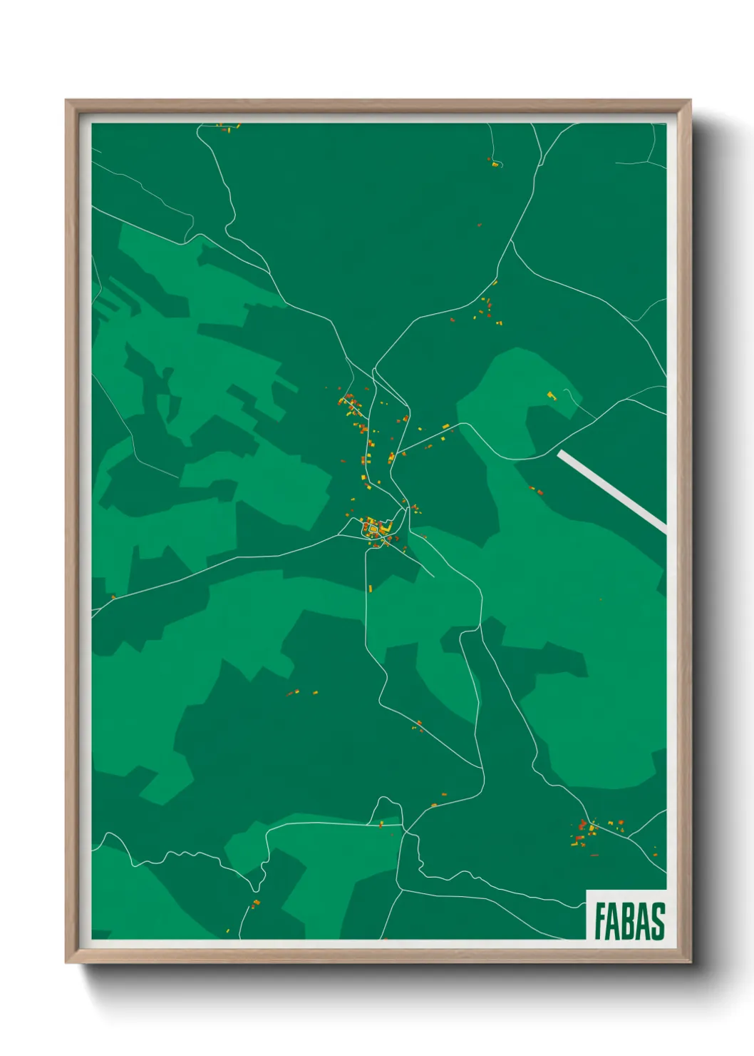 Une affiche de carte sur Fabas