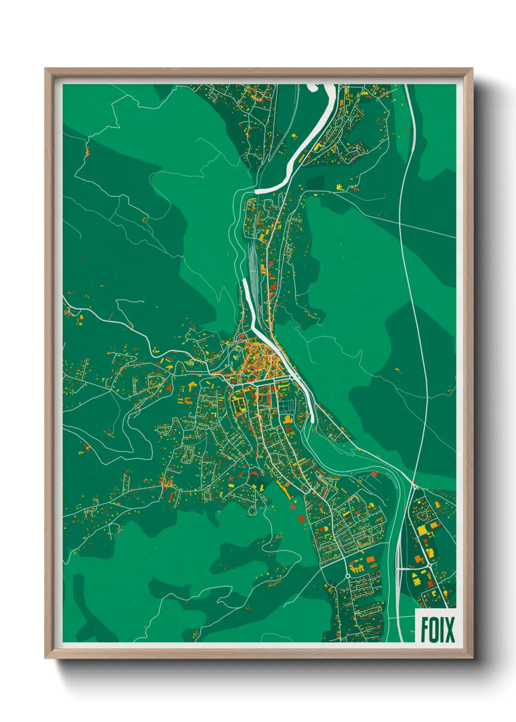 Une affiche de carte sur Foix