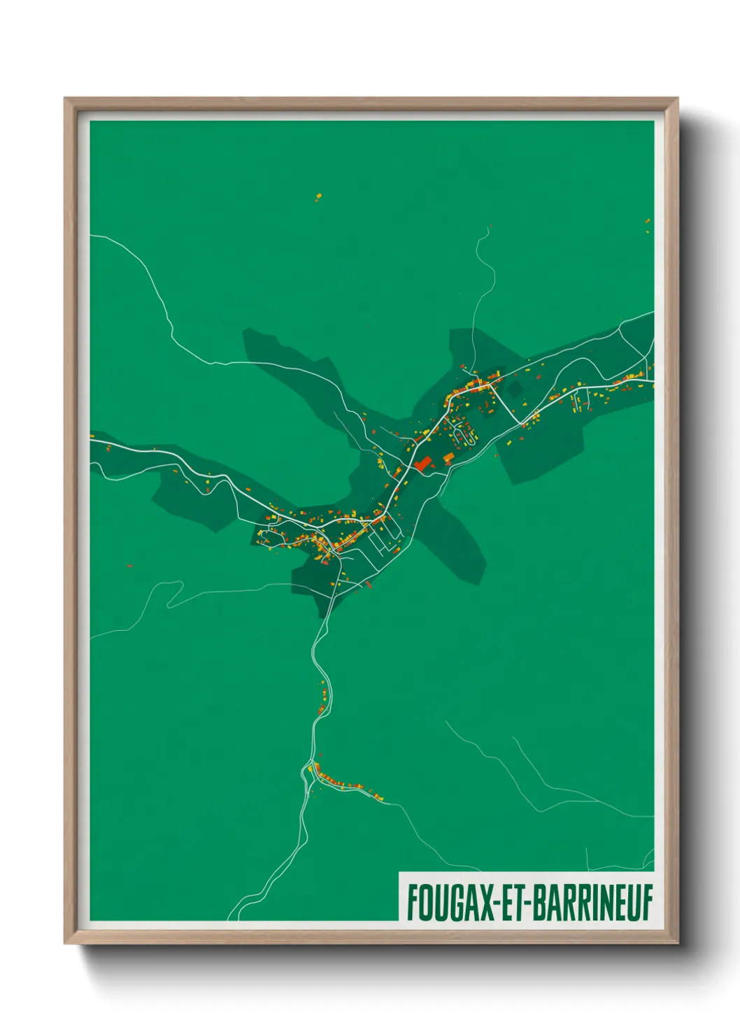 Une affiche de carte sur Fougax-et-Barrineuf