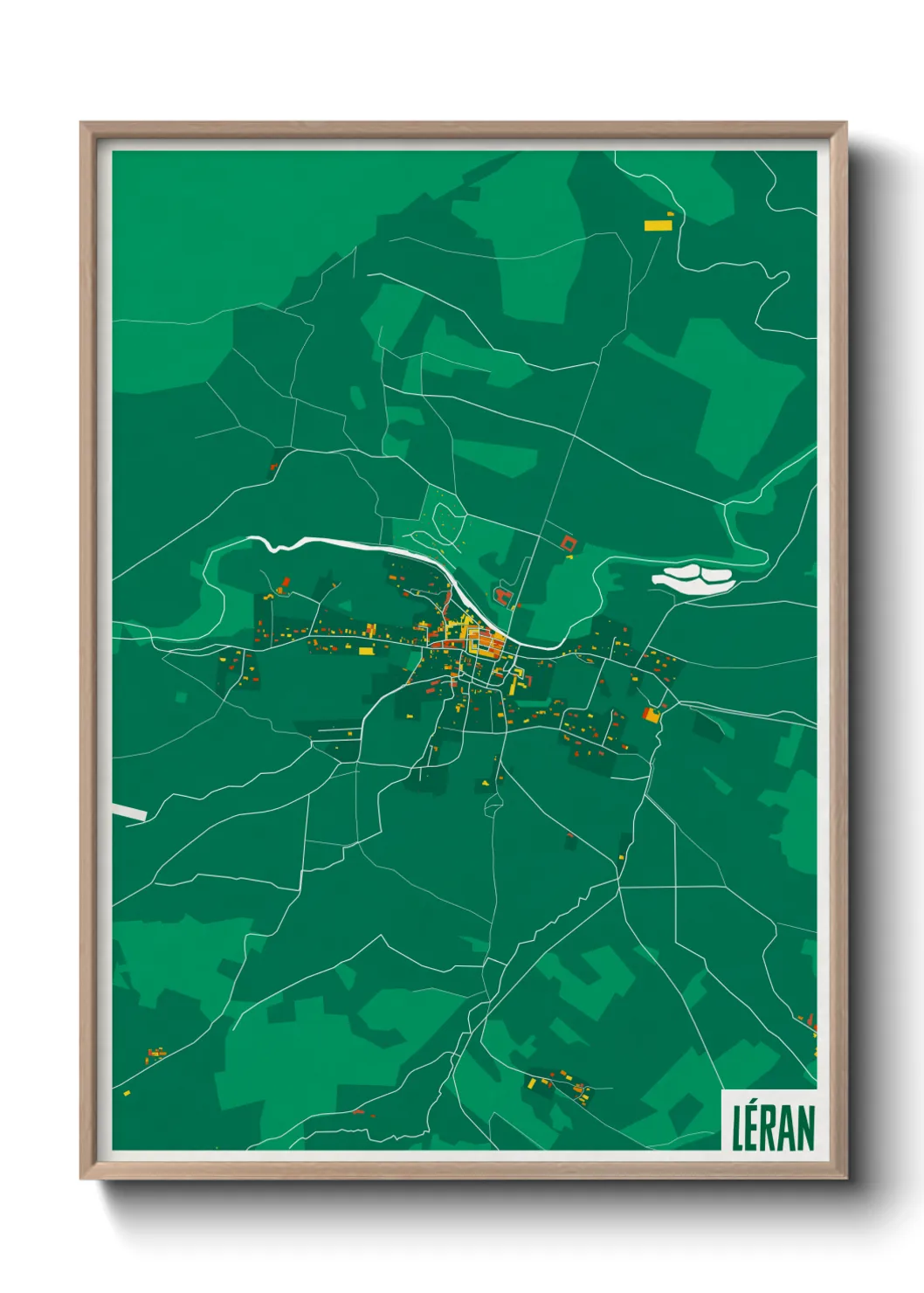 Une affiche de carte sur Léran