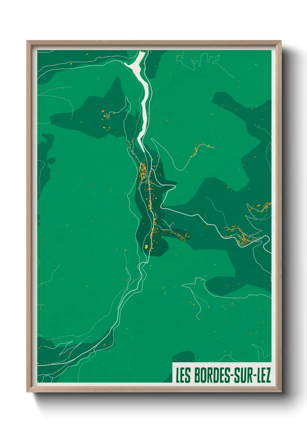 Une affiche de carte sur Les Bordes-sur-Lez