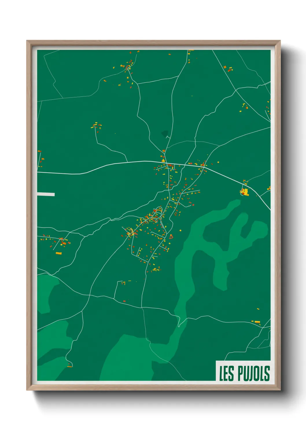 Une affiche de carte sur Les Pujols