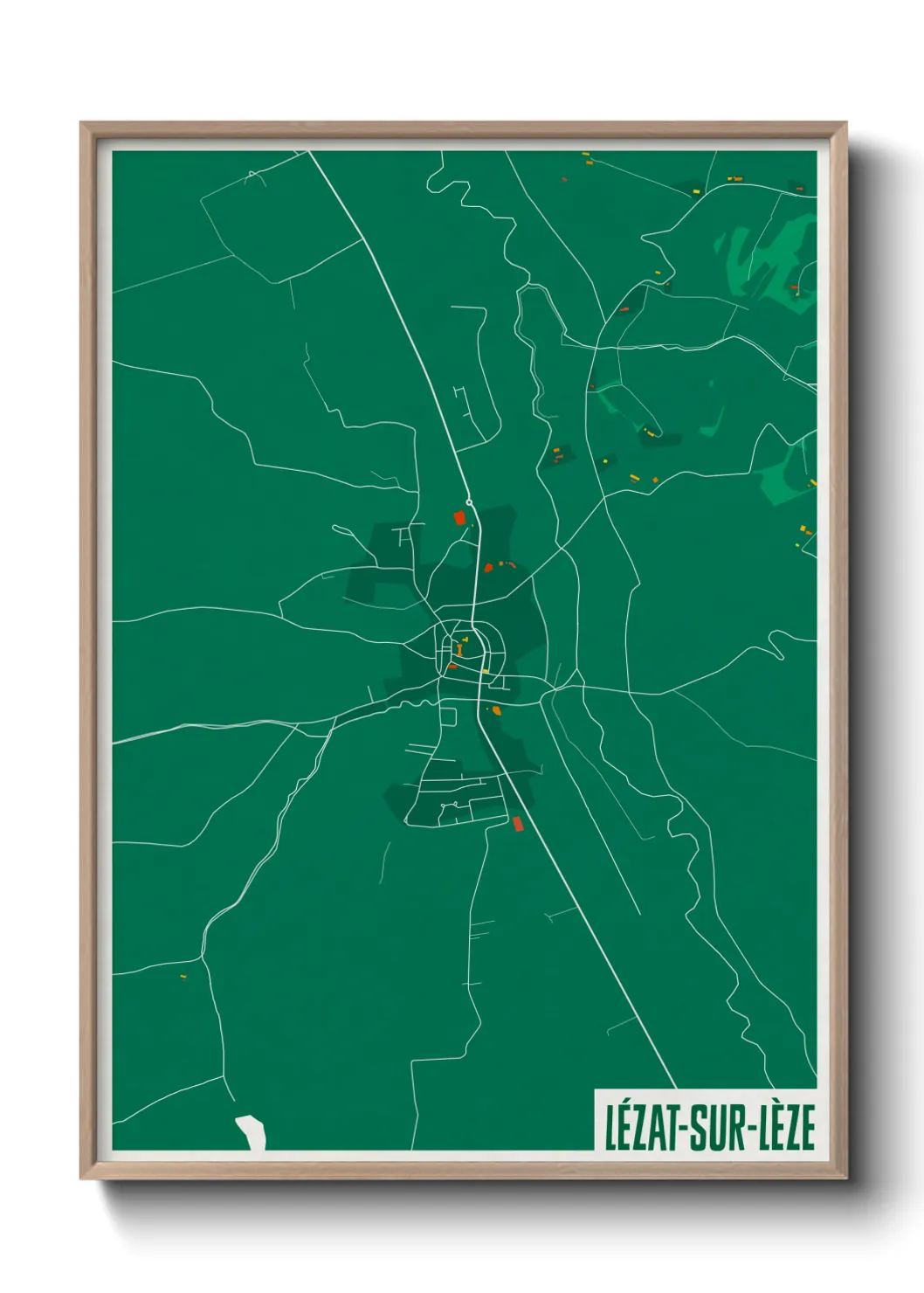 Une affiche de carte sur Lézat-sur-Lèze