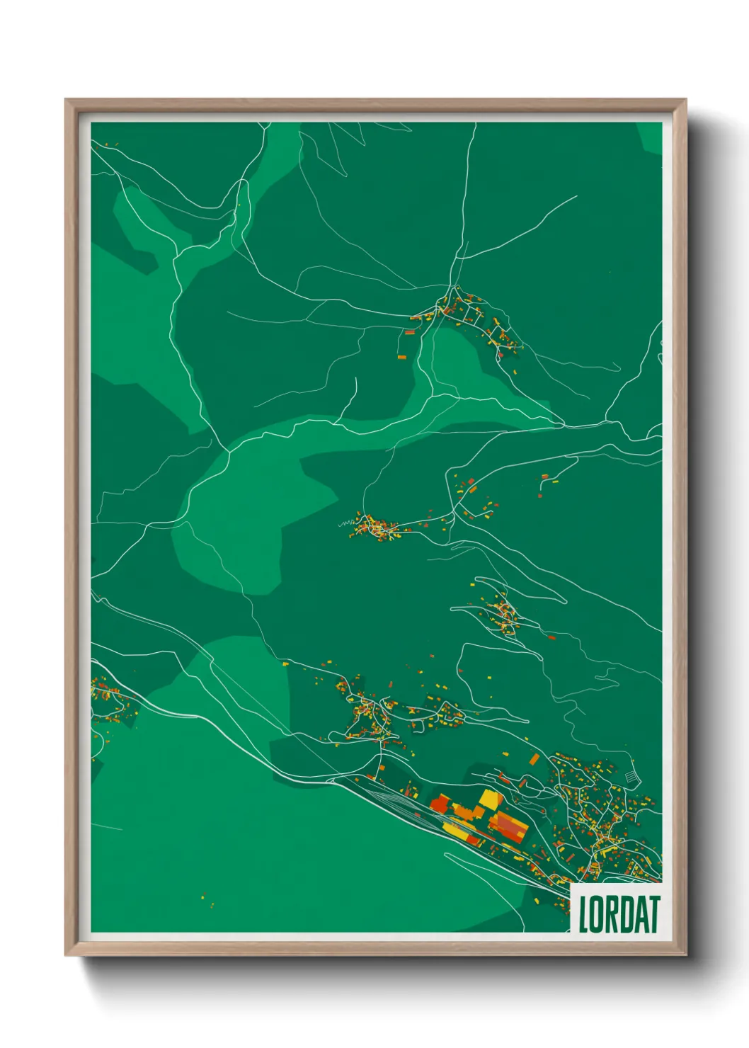 Une affiche de carte sur Lordat