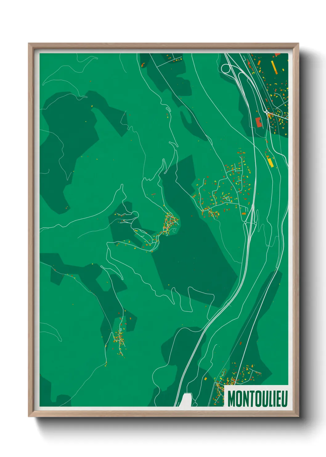 Une affiche de carte sur Montoulieu