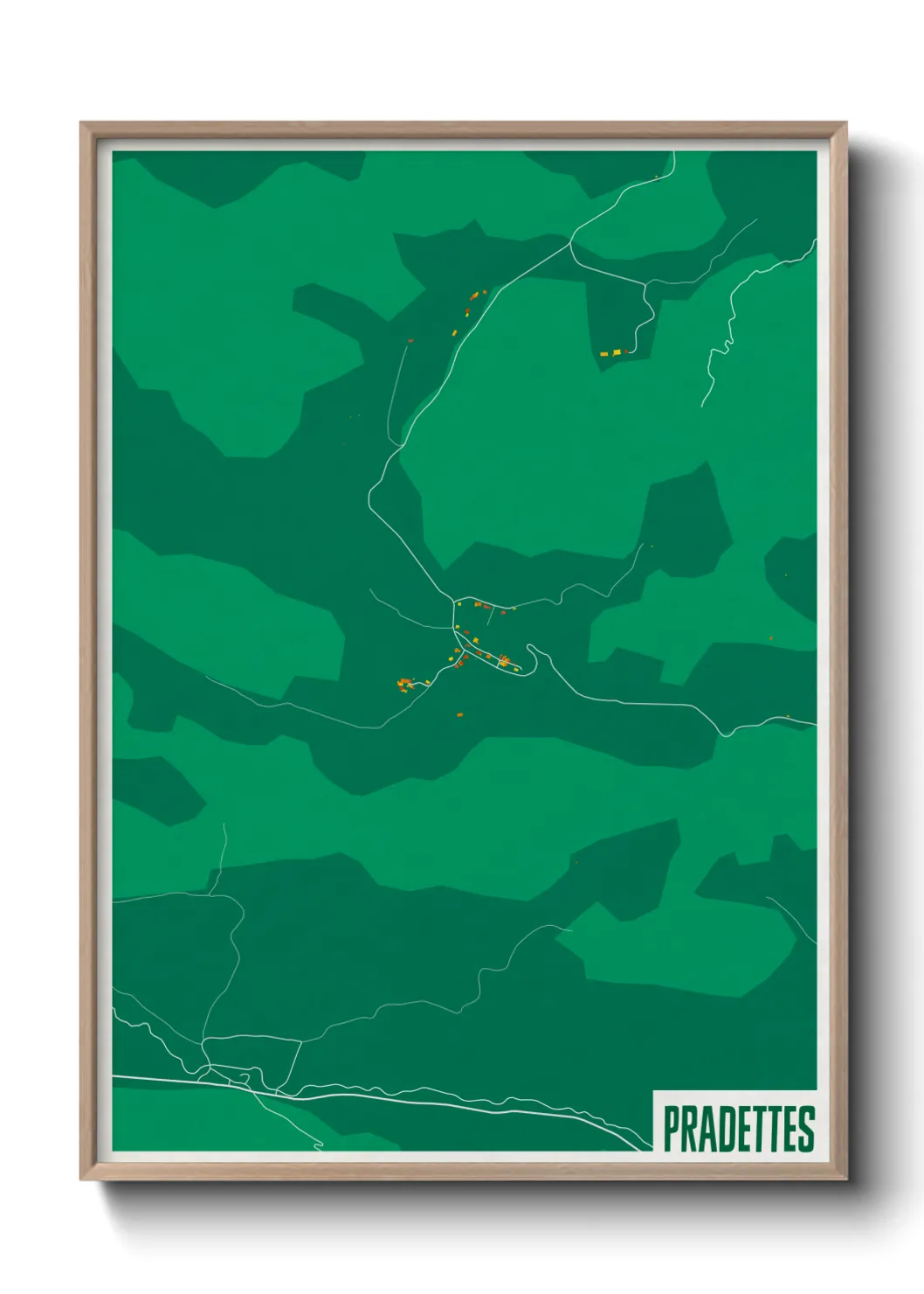 Une affiche de carte sur Pradettes