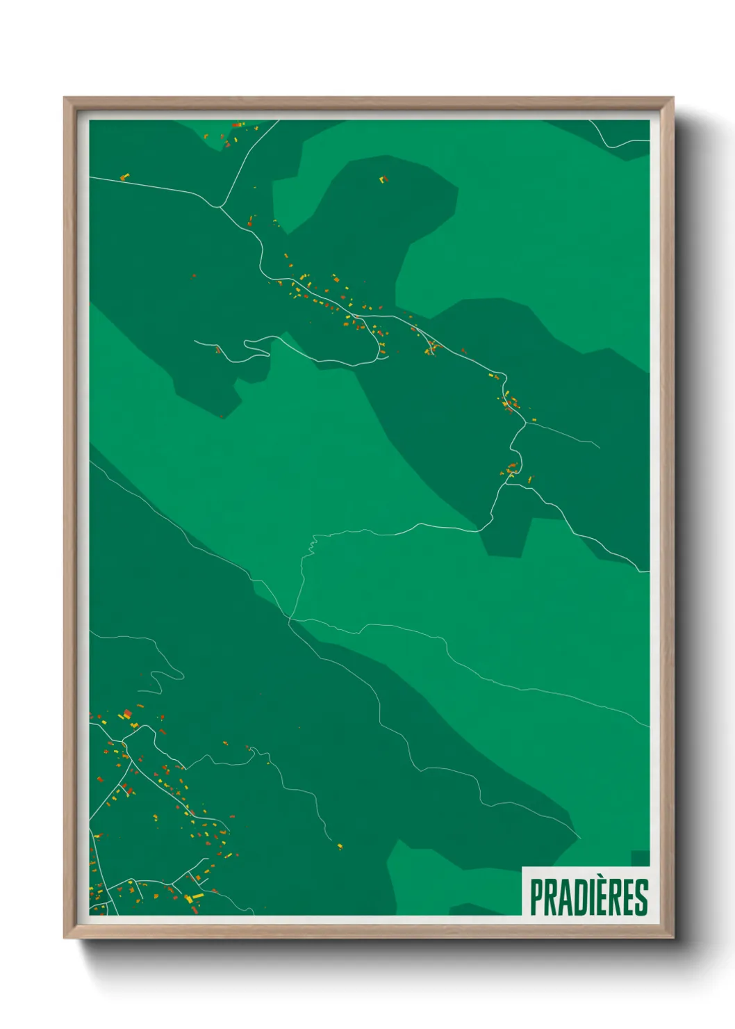 Une affiche de carte sur Pradières