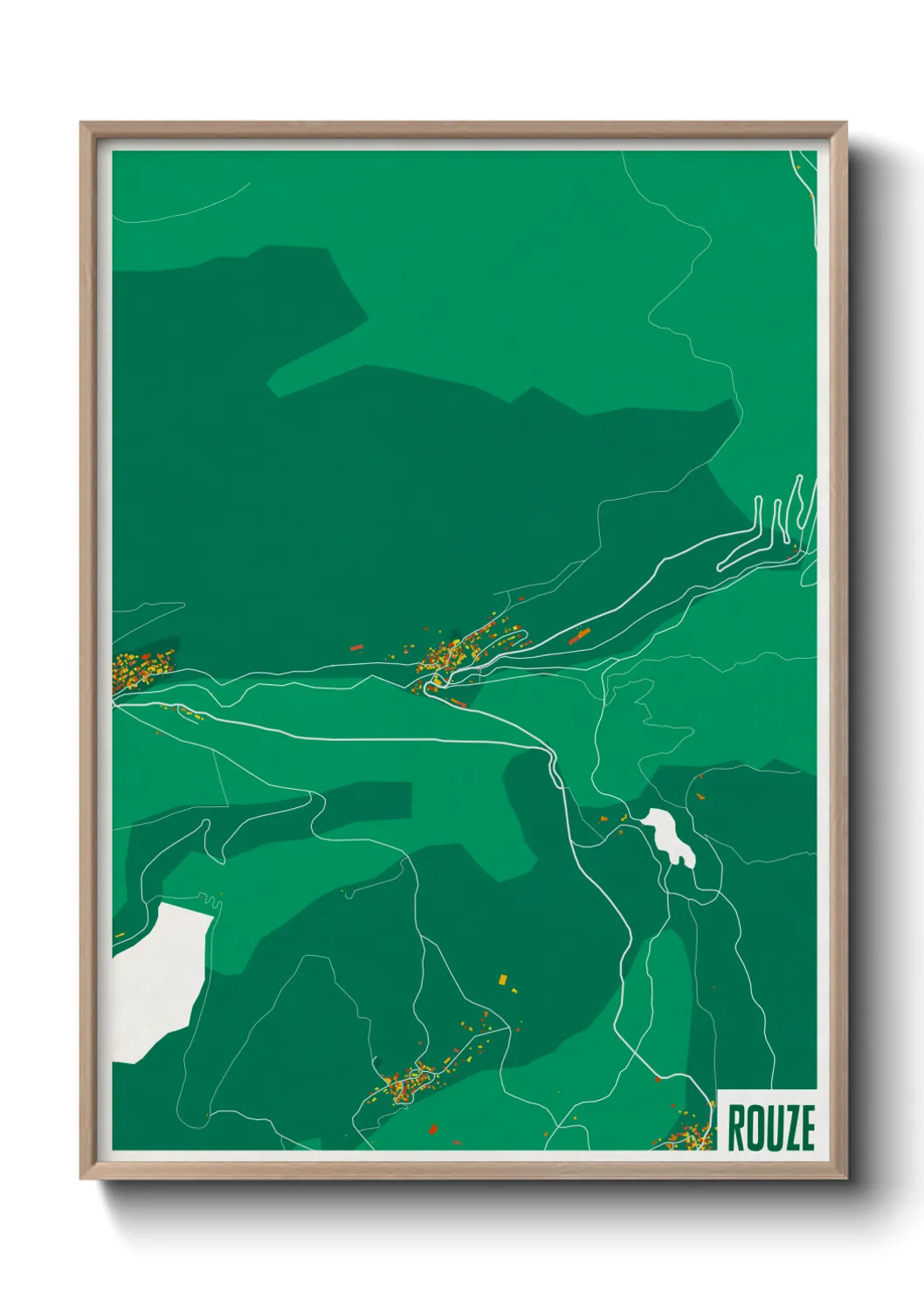 Une affiche de carte sur Rouze