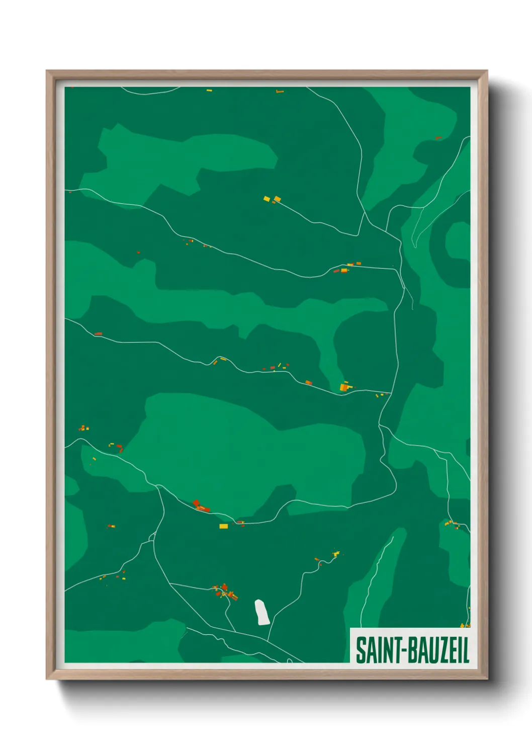 Une affiche de carte sur Saint-Bauzeil