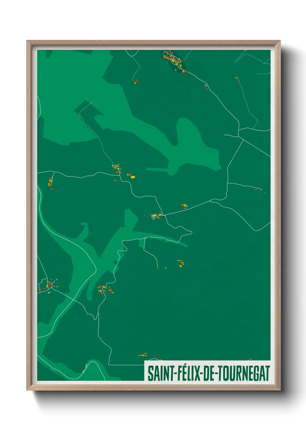 Une affiche de carte sur Saint-Félix-de-Tournegat