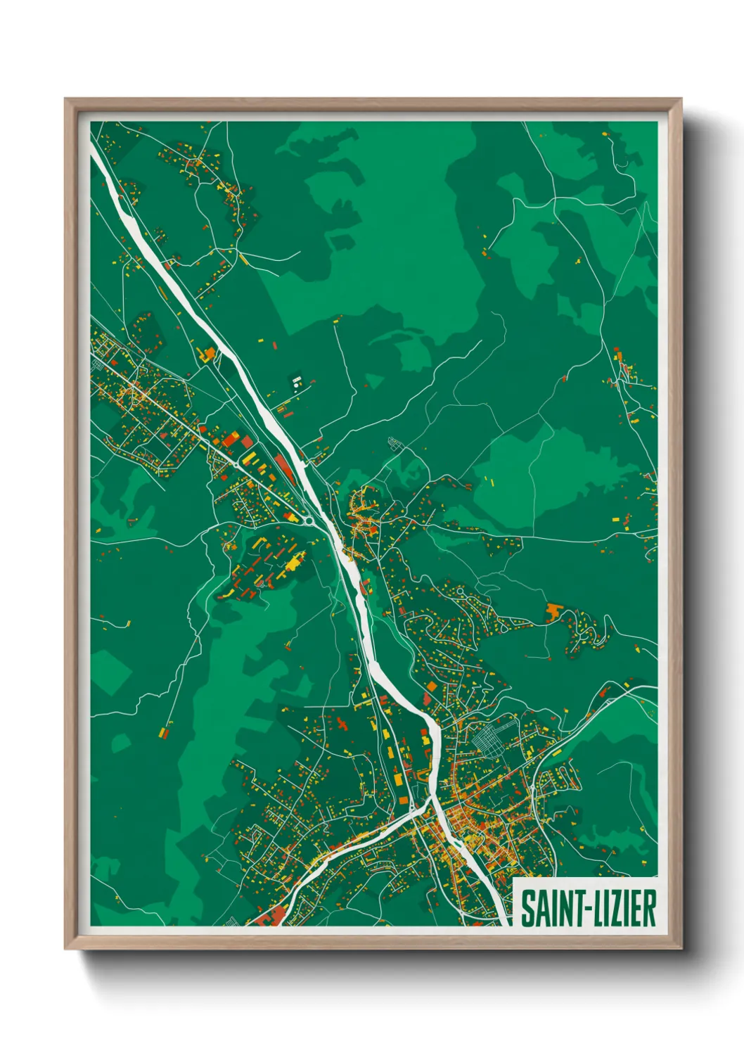 Une affiche de carte sur Saint-Lizier