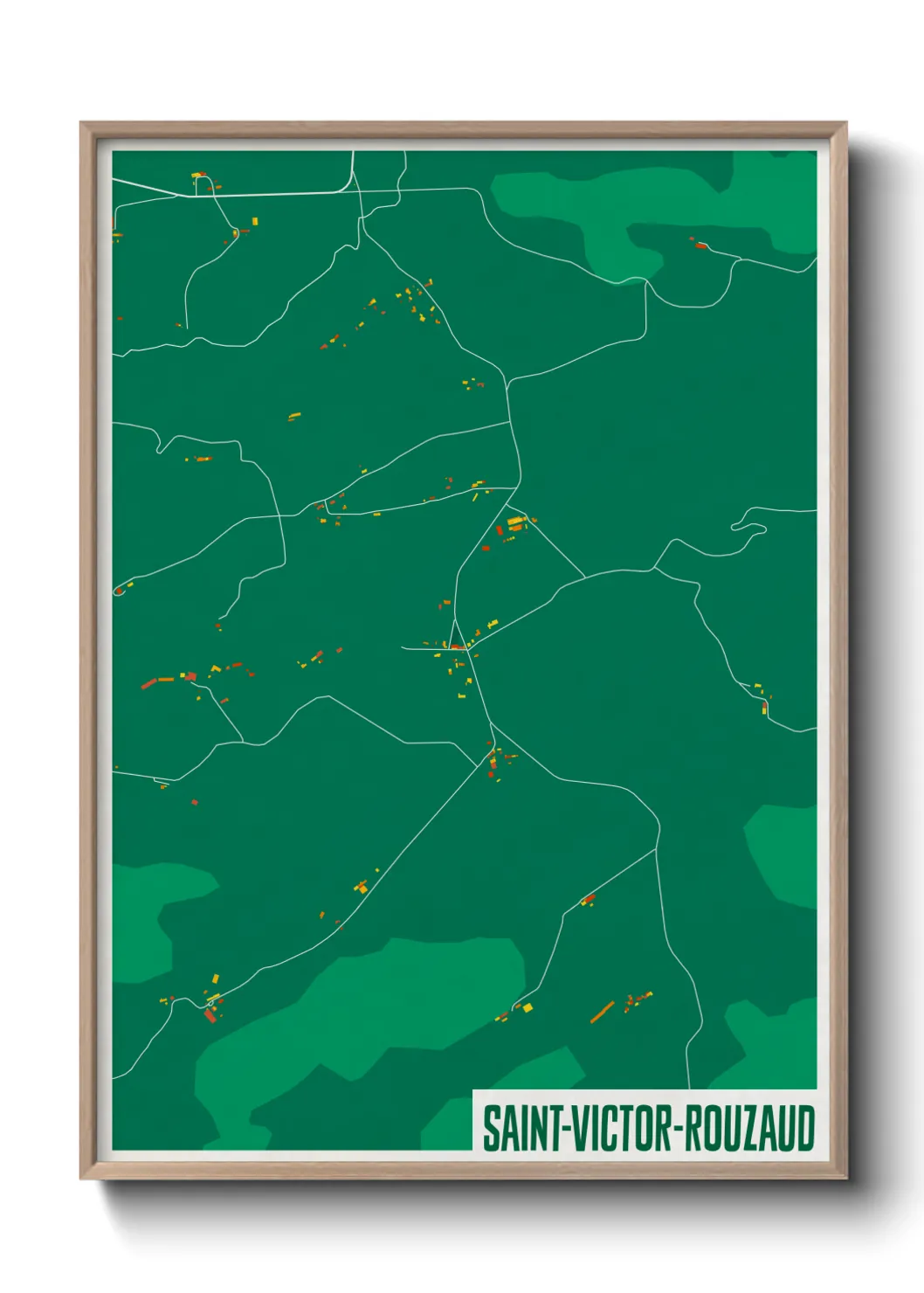 Une affiche de carte sur Saint-Victor-Rouzaud