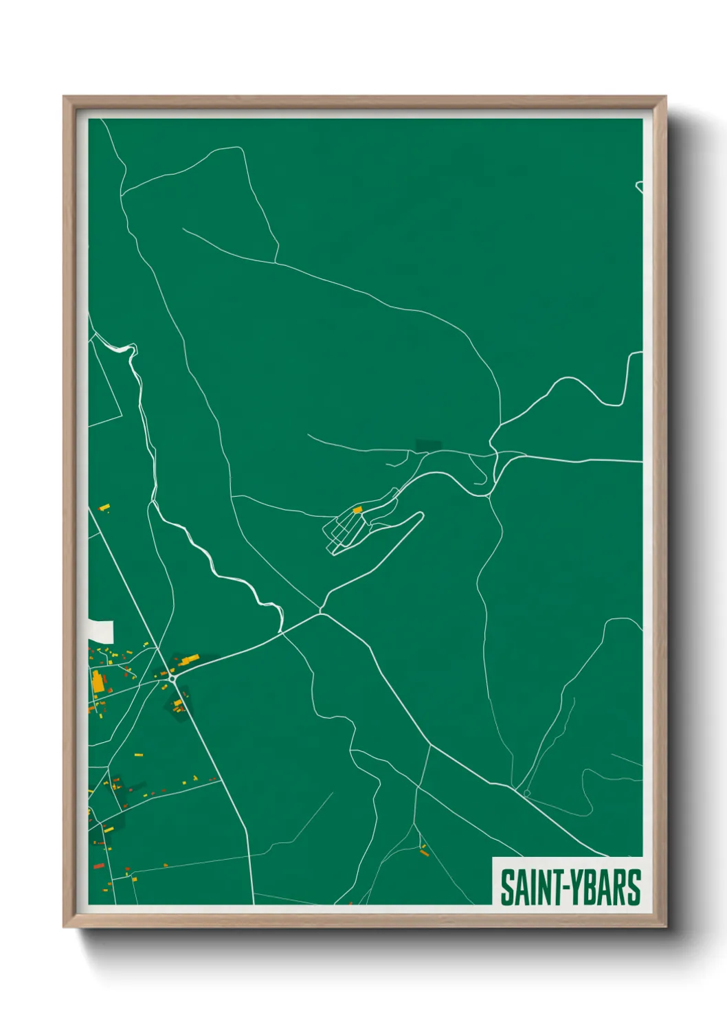 Une affiche de carte sur Saint-Ybars