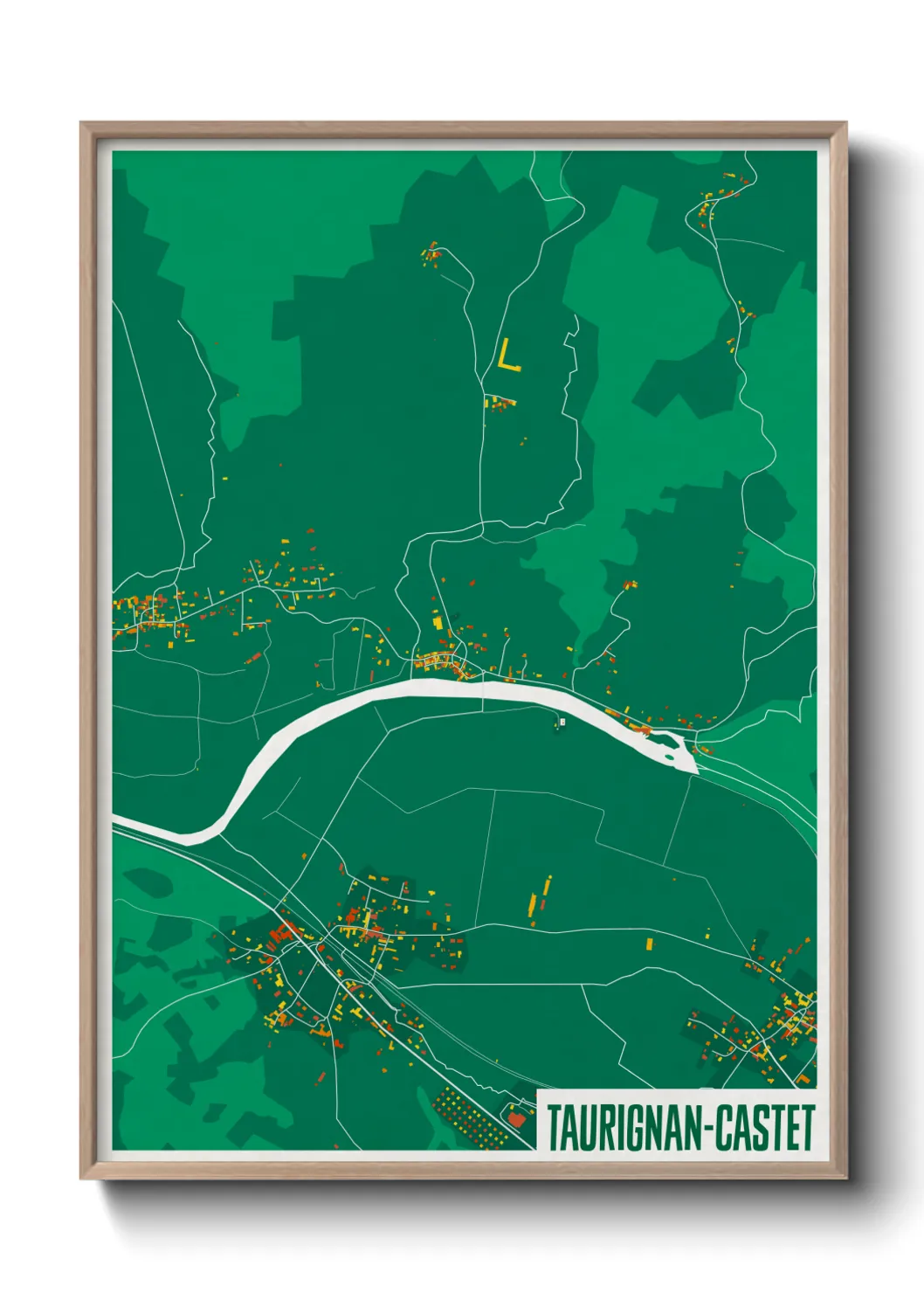 Une affiche de carte sur Taurignan-Castet