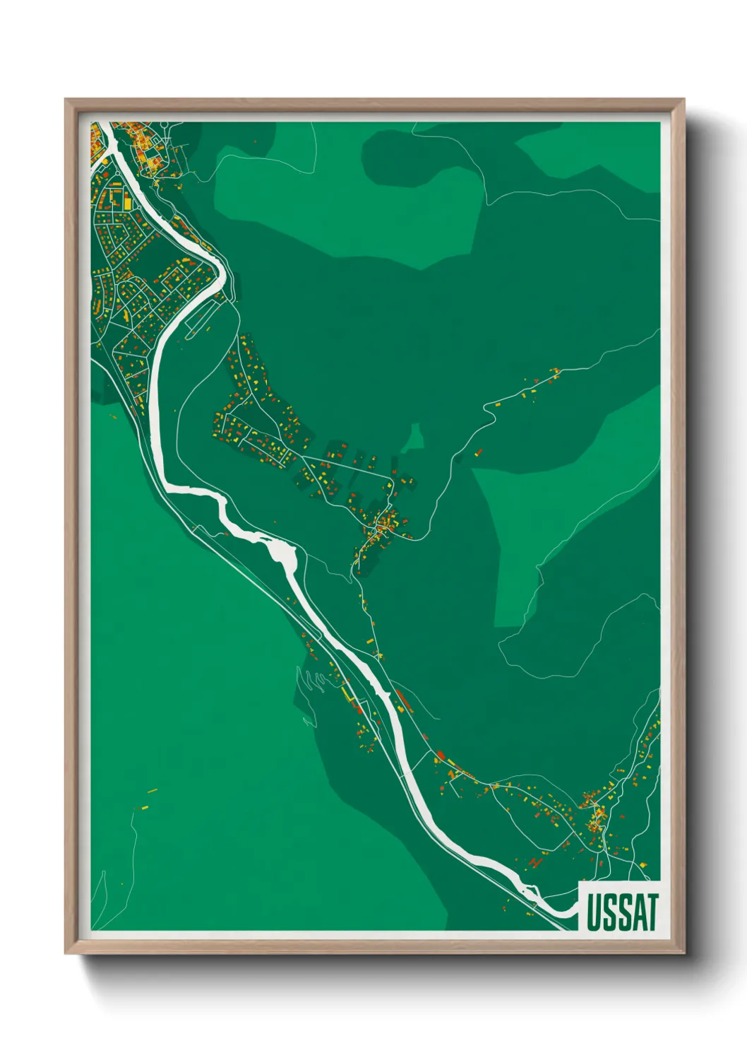 Une affiche de carte sur Ussat