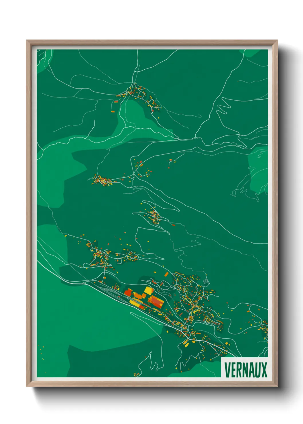 Une affiche de carte sur Vernaux