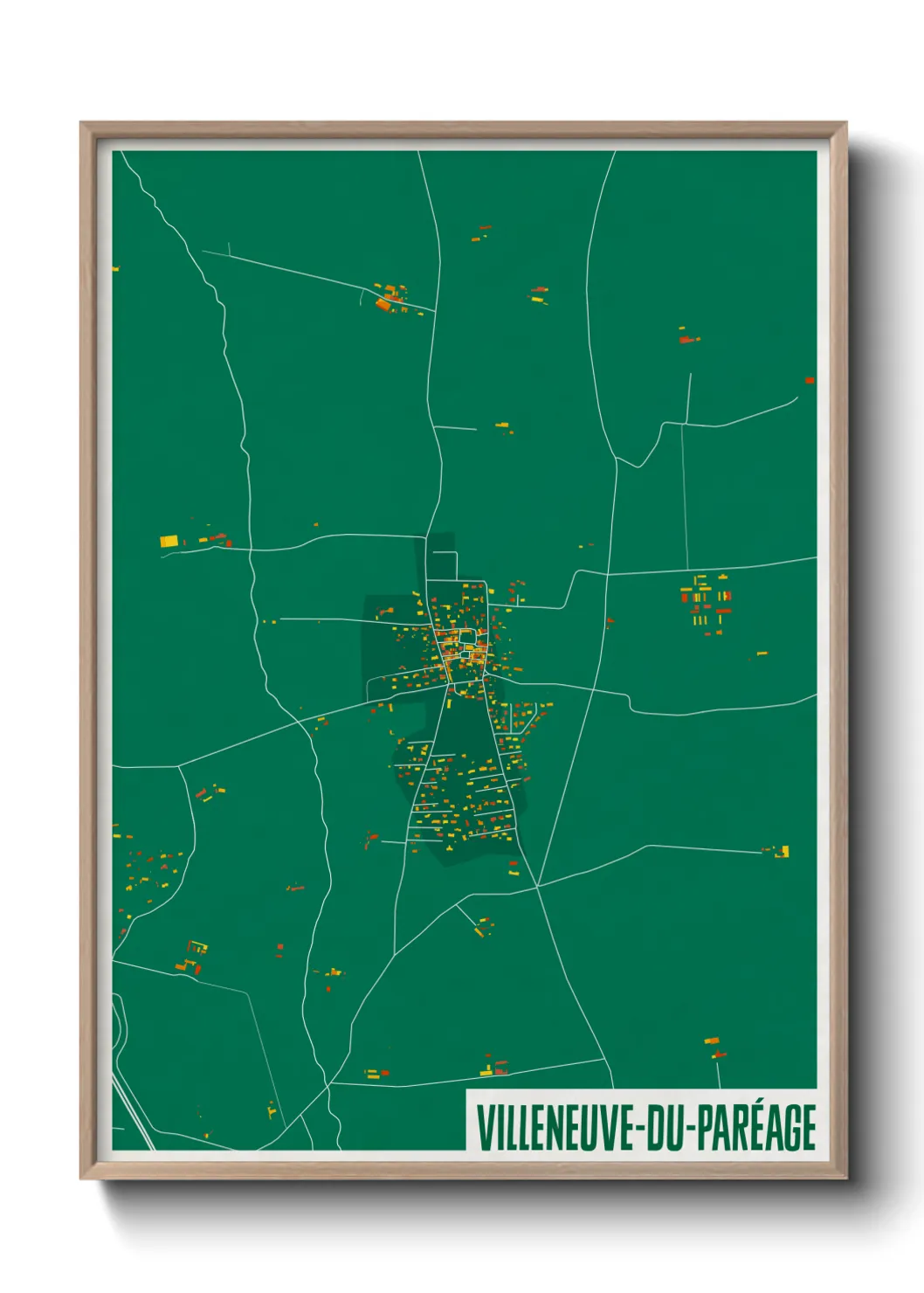 Une affiche de carte sur Villeneuve-du-Paréage