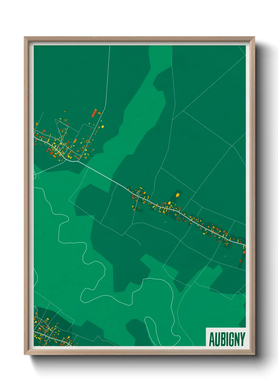 Une affiche de carte sur Aubigny