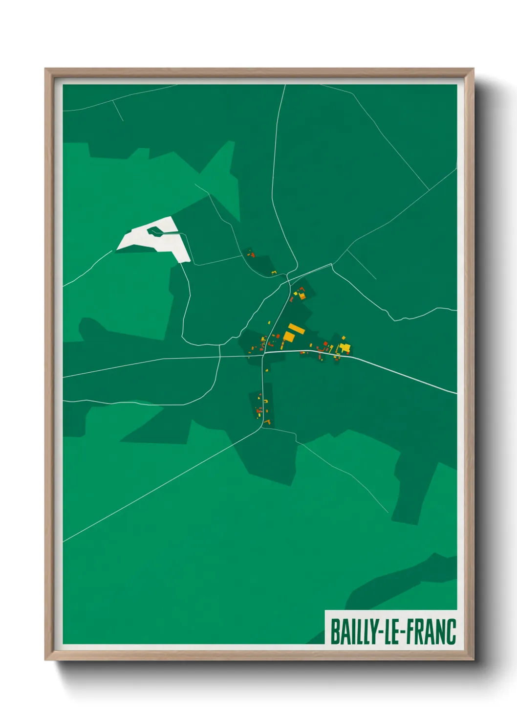 Une affiche de carte sur Bailly-le-Franc