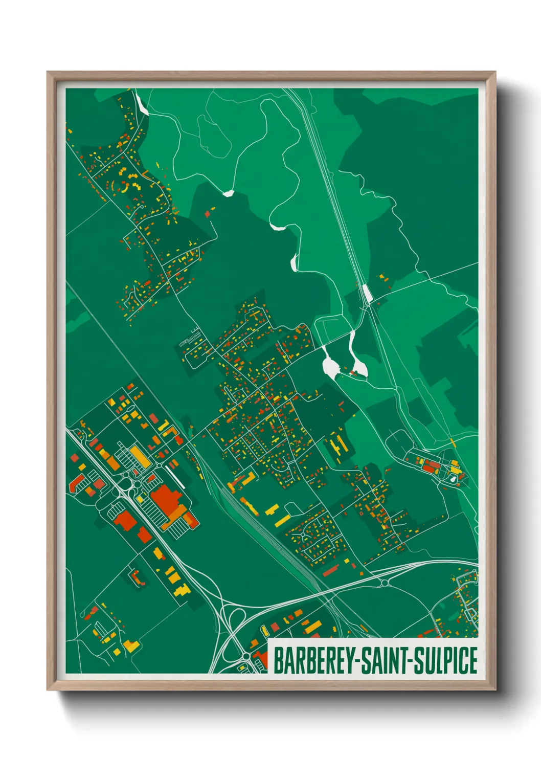Une affiche de carte sur Barberey-Saint-Sulpice