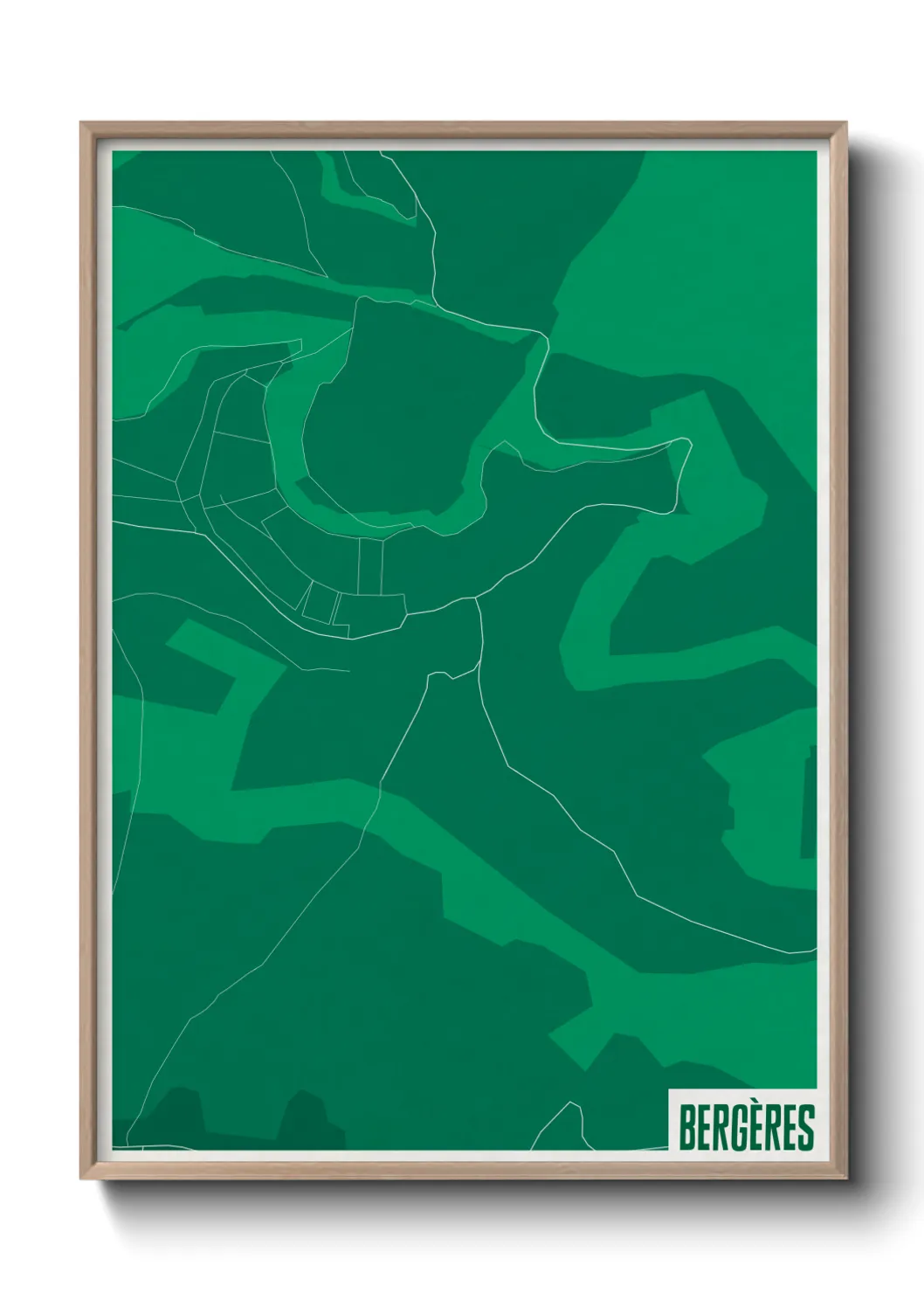 Une affiche de carte sur Bergères