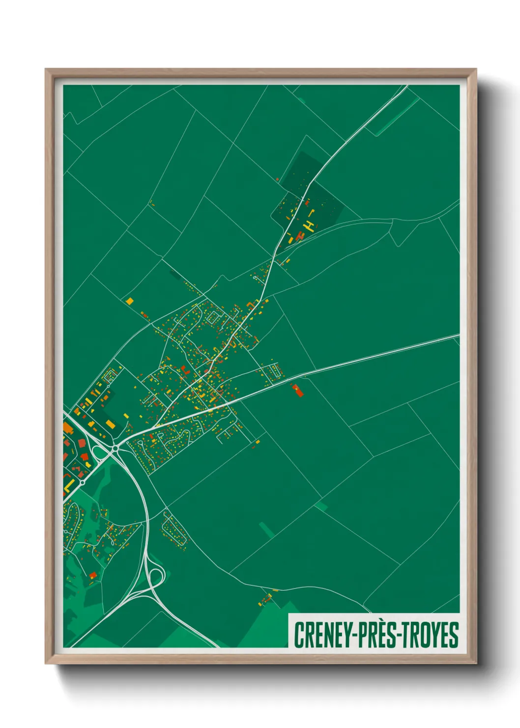 Une affiche de carte sur Creney-près-Troyes