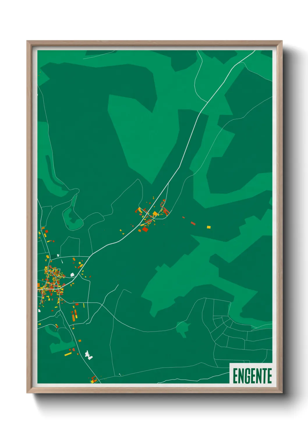 Une affiche de carte sur Engente