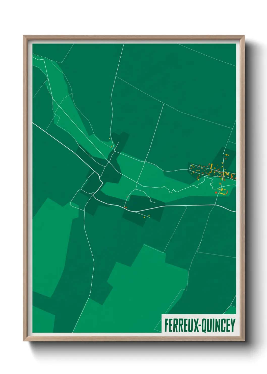 Une affiche de carte sur Ferreux-Quincey