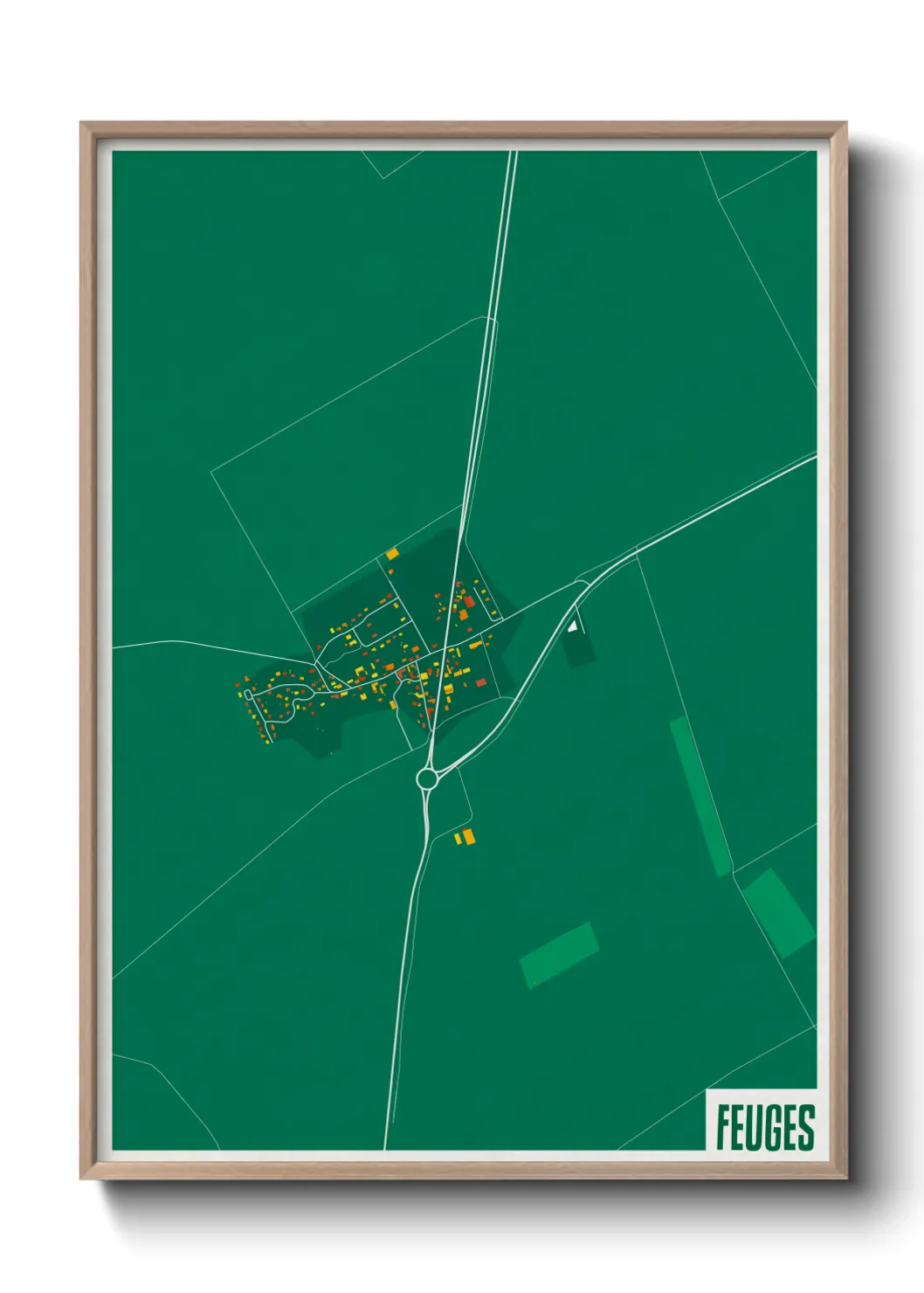 Une affiche de carte sur Feuges