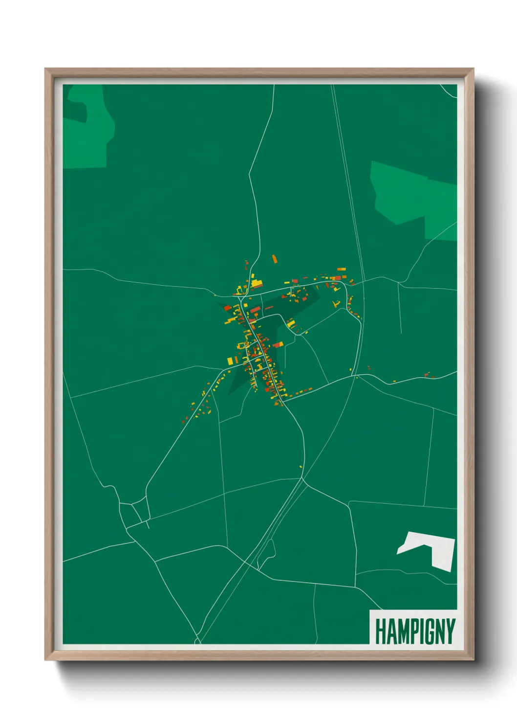Une affiche de carte sur Hampigny
