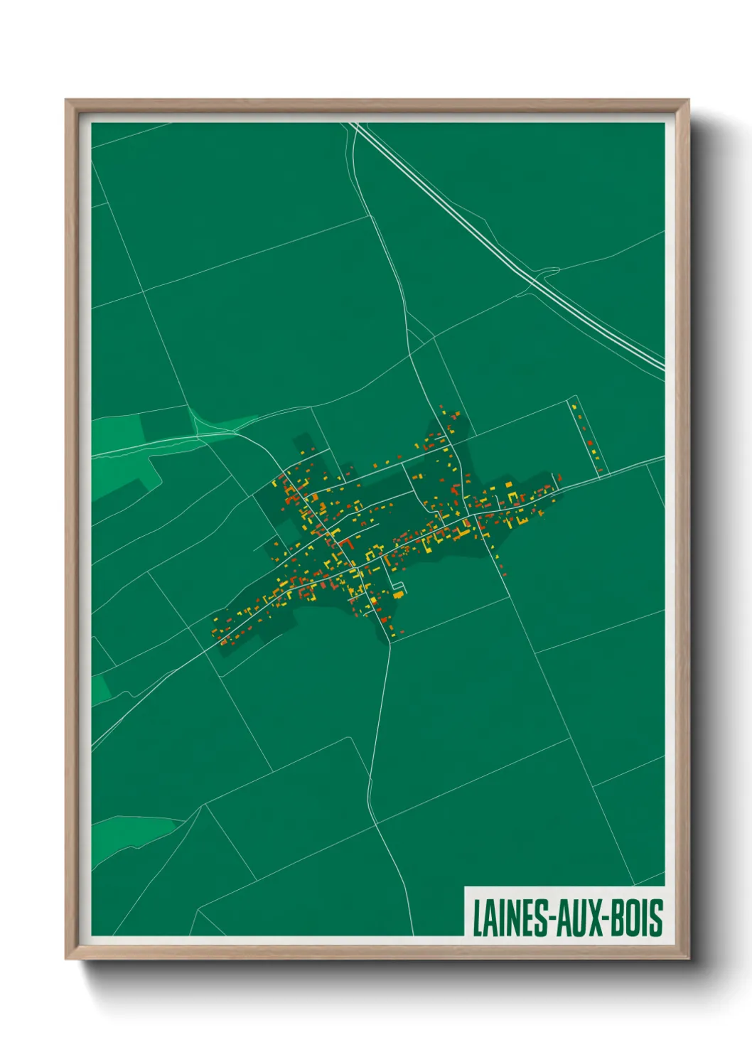 Une affiche de carte sur Laines-aux-Bois