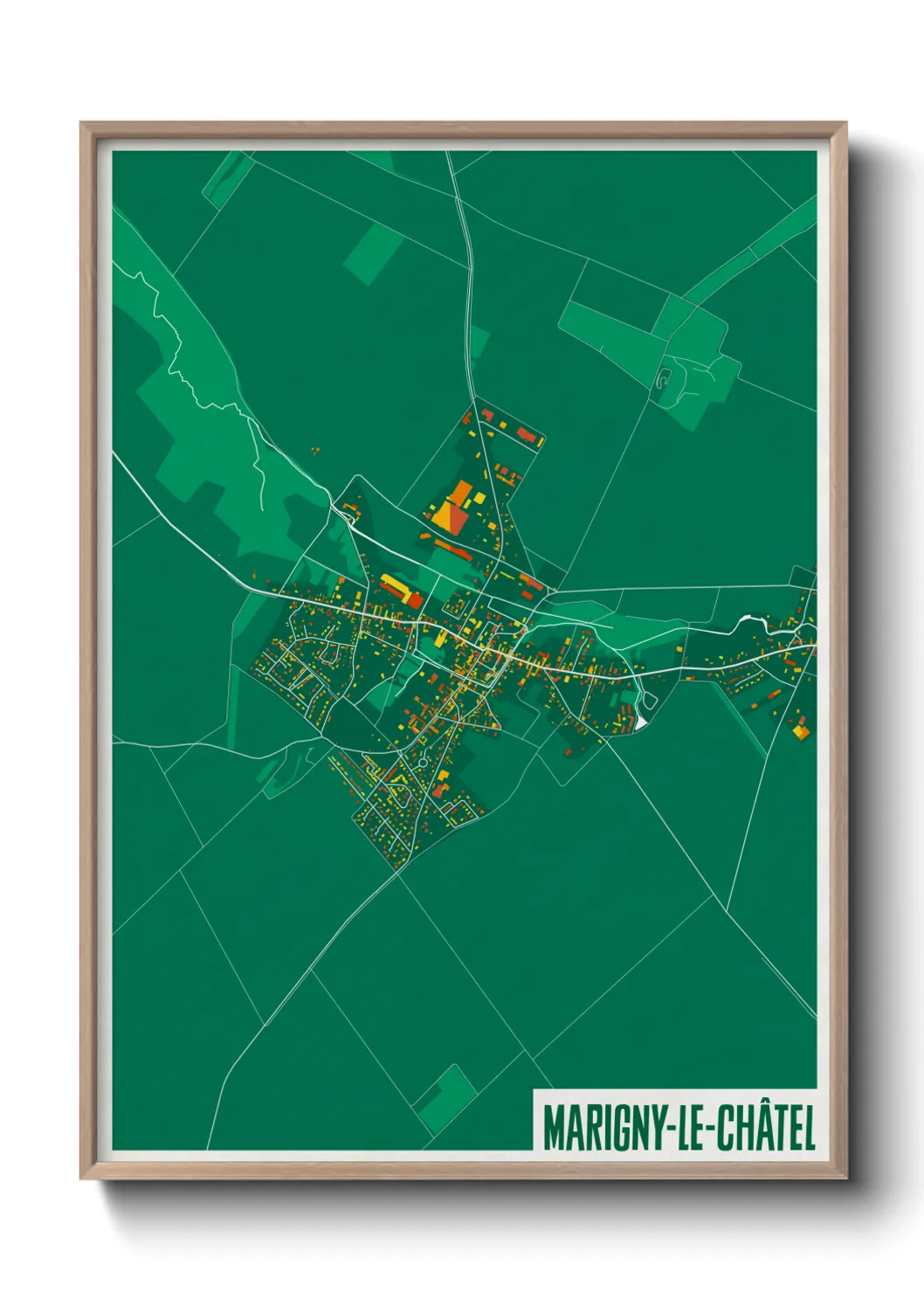 Une affiche de carte sur Marigny-le-Châtel