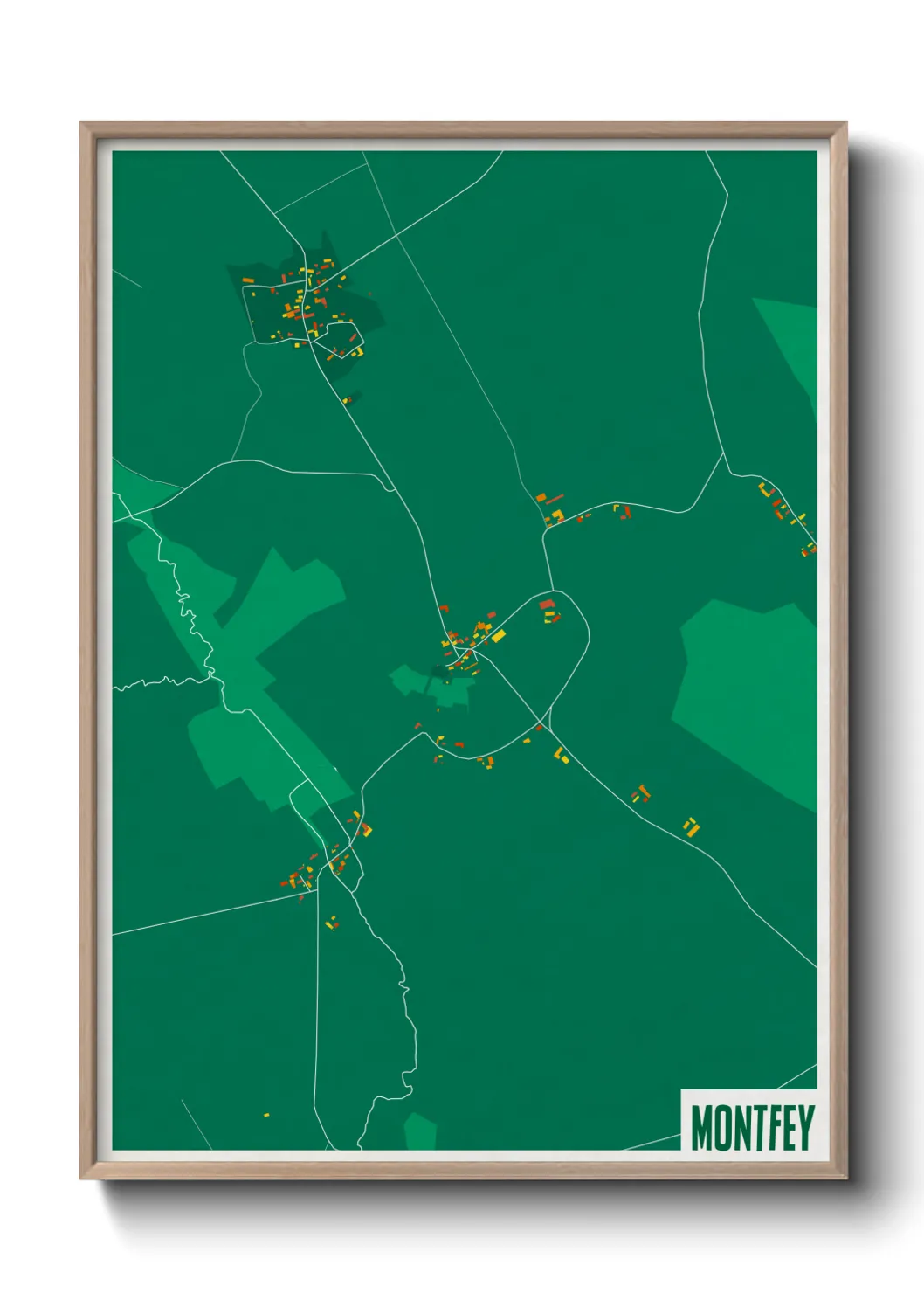 Une affiche de carte sur Montfey