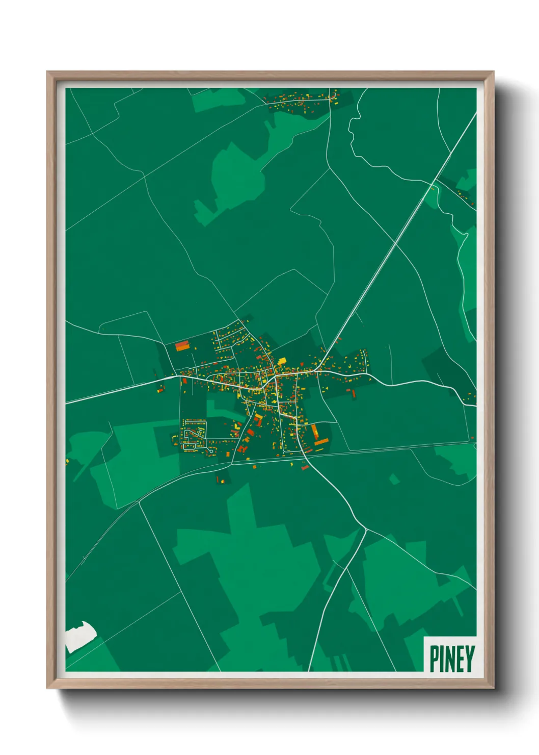 Une affiche de carte sur Piney