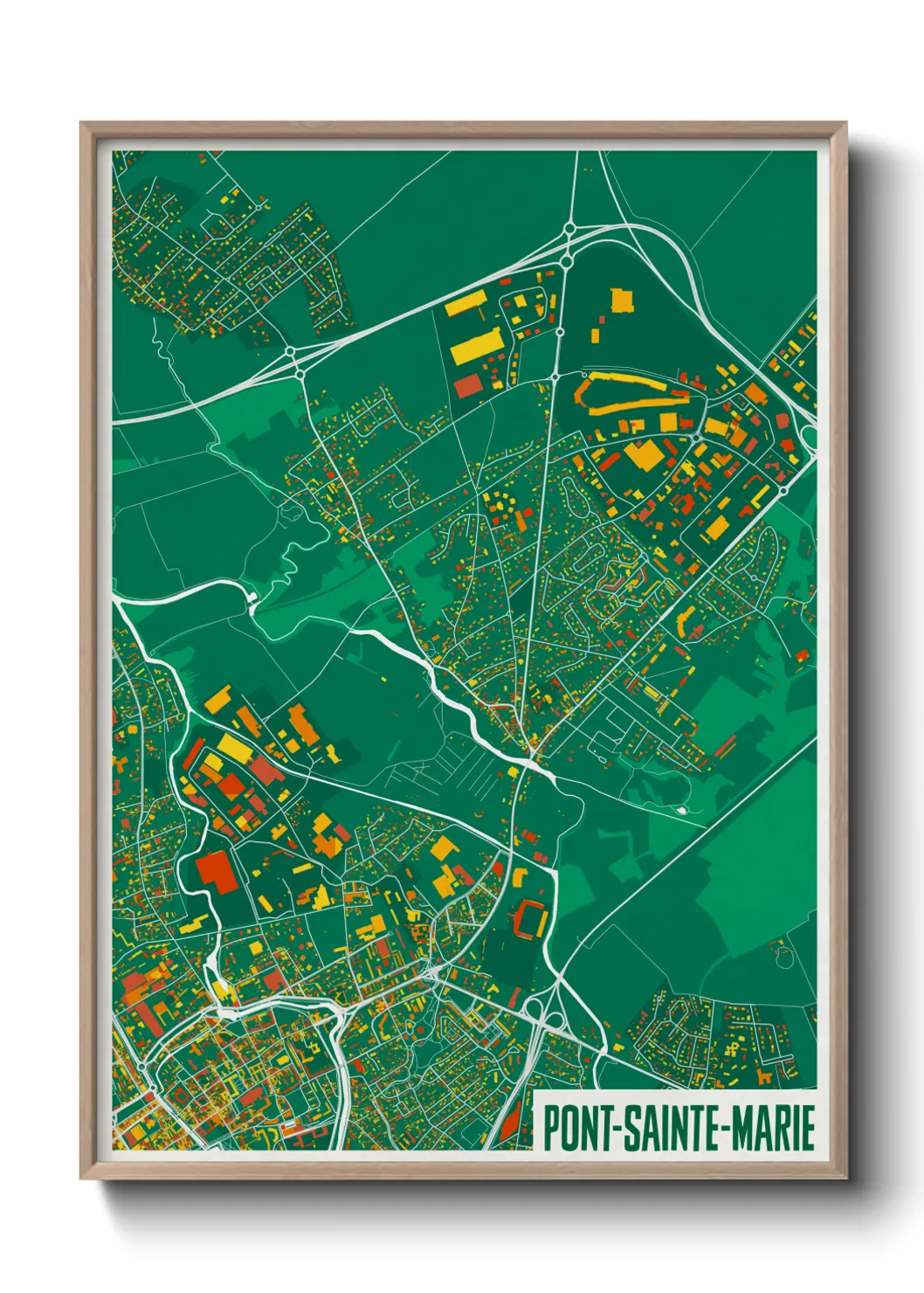 Une affiche de carte sur Pont-Sainte-Marie