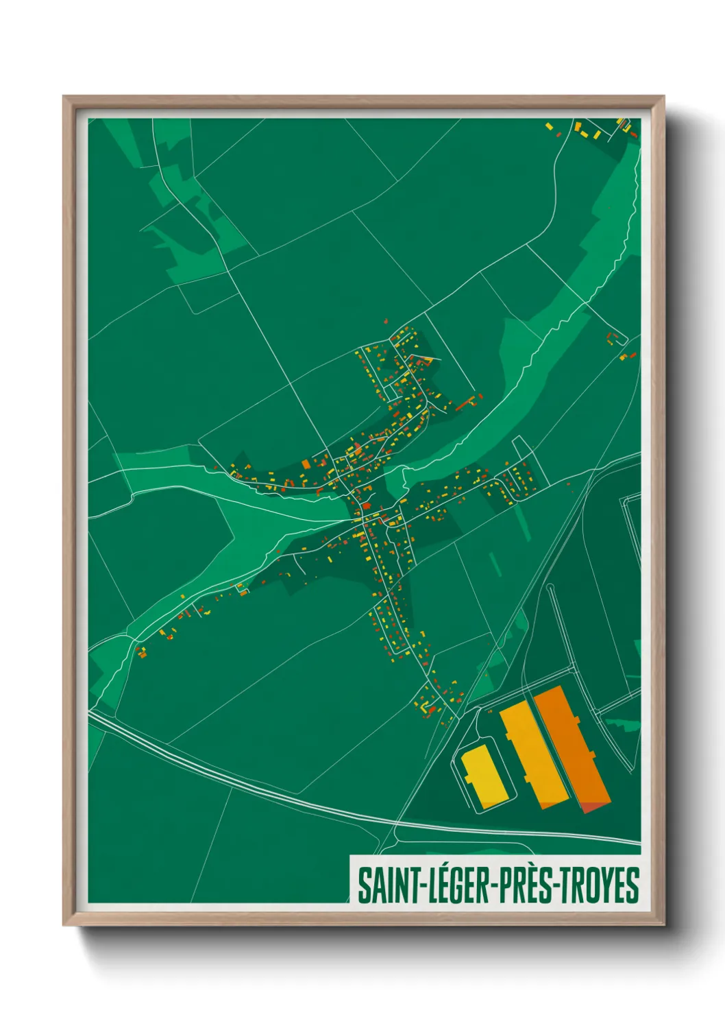 Une affiche de carte sur Saint-Léger-près-Troyes