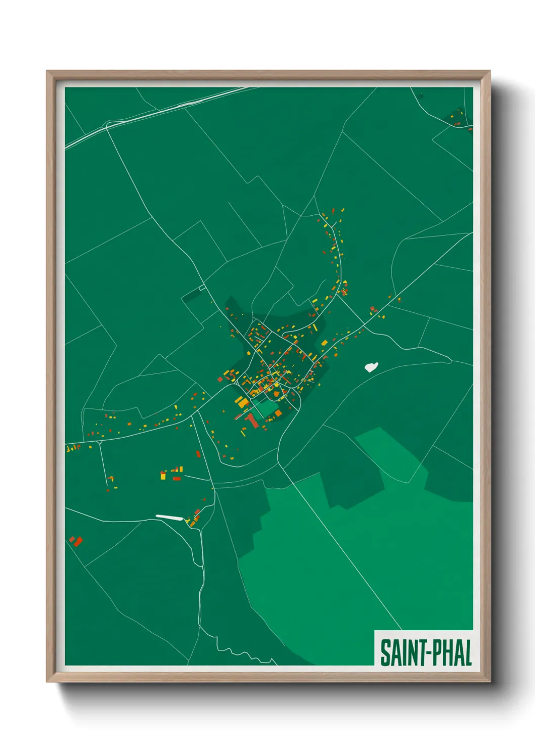 Une affiche de carte sur Saint-Phal