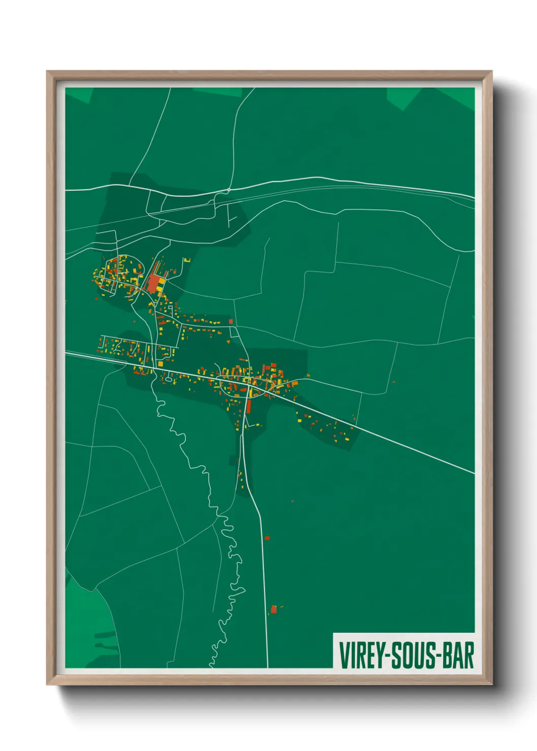 Une affiche de carte sur Virey-sous-Bar
