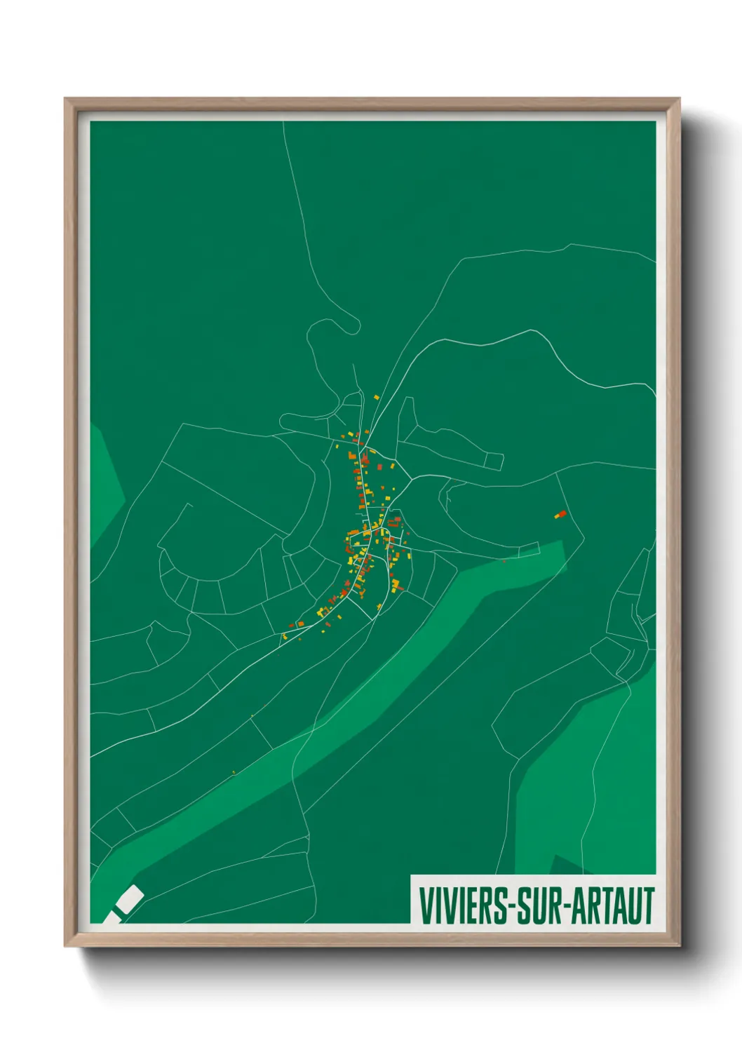 Une affiche de carte sur Viviers-sur-Artaut