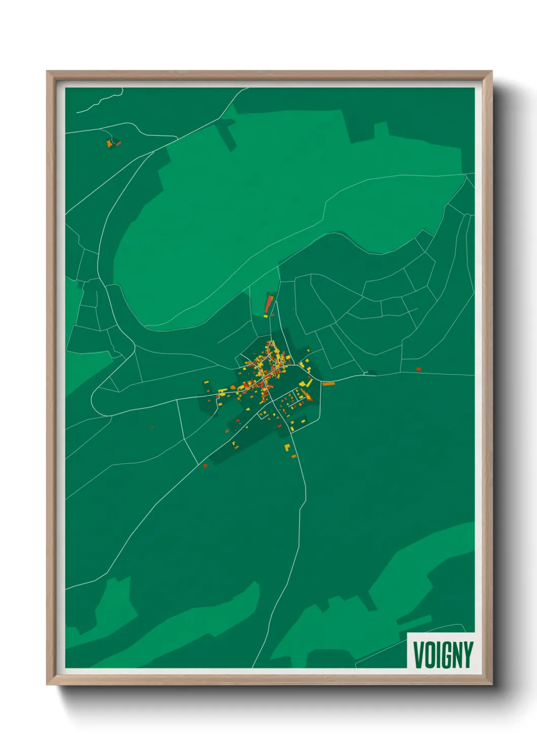 Une affiche de carte sur Voigny